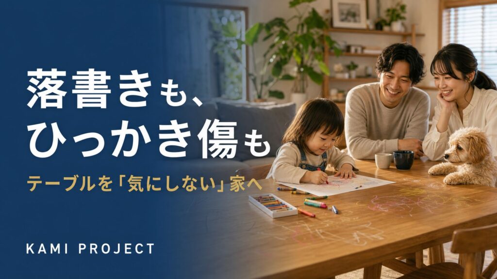 落書きもひっかき傷も テーブルを気にしない家へ